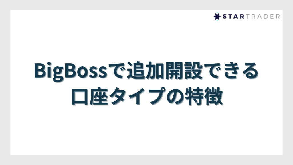 BigBossで追加開設できる口座タイプの特徴