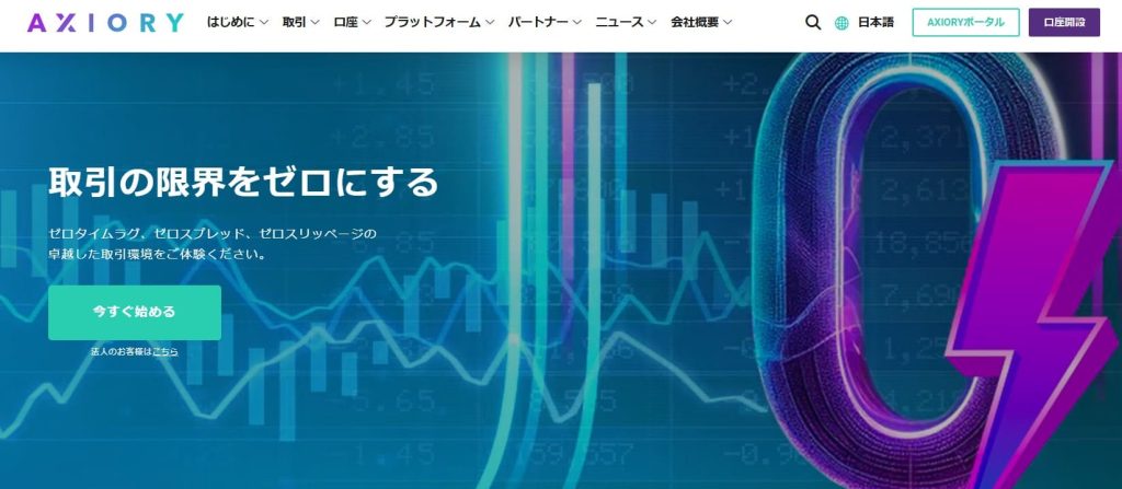 AXIORY・公式サイト画面
