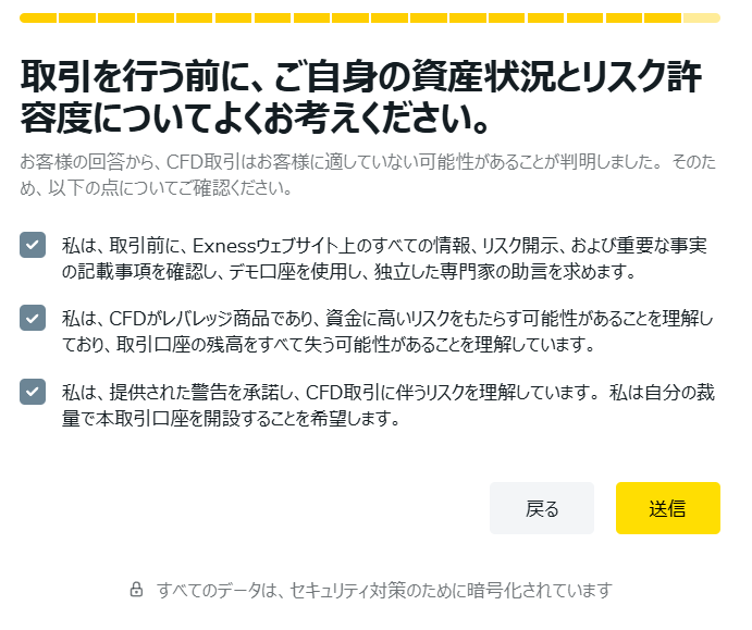 Exness 資産状況 リスク許容度