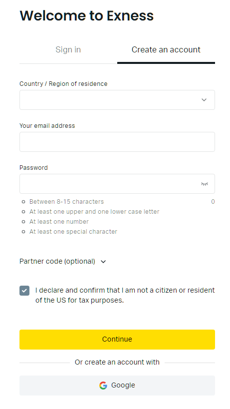 Exnessアカウント登録