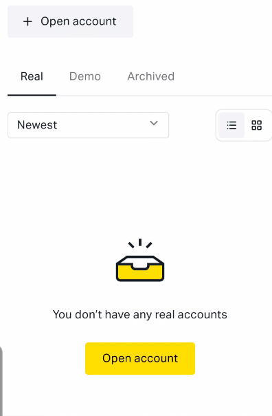 Exnessスマートフォン口座開設ページ