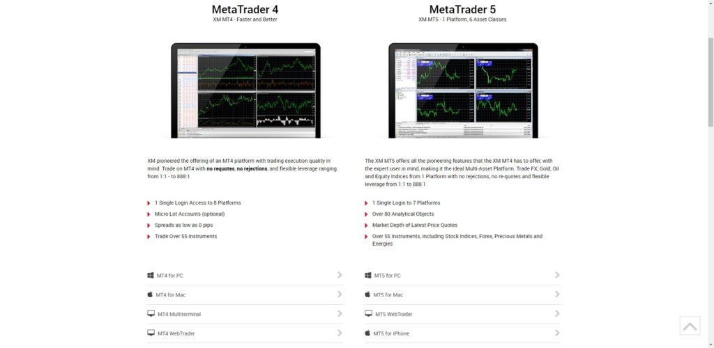 XMのMT4ダウンロード画面