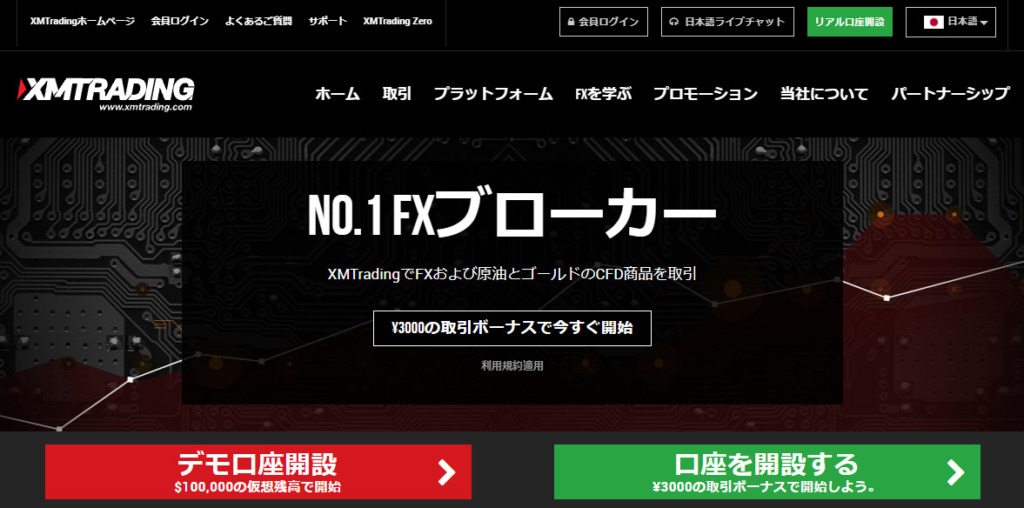 XMのホームページ