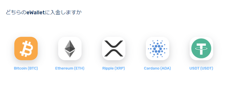 FXGTの仮想通貨入金画面