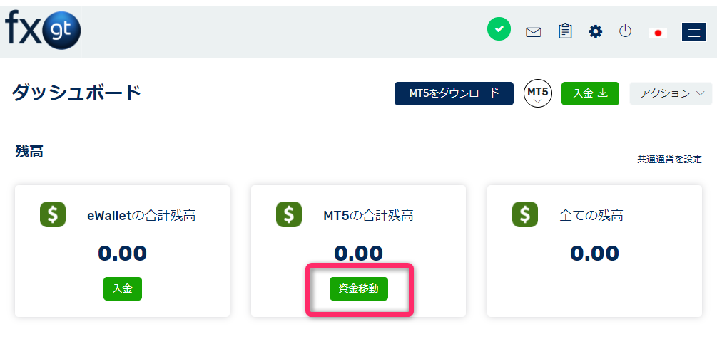 FXGTのマイページ