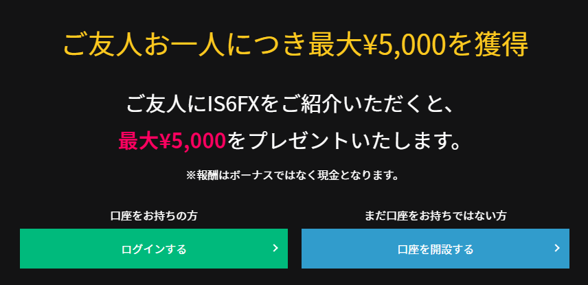 IS6FXの友達紹介キャンペーン