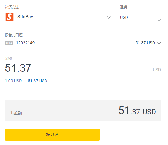 Exnessの出金情報