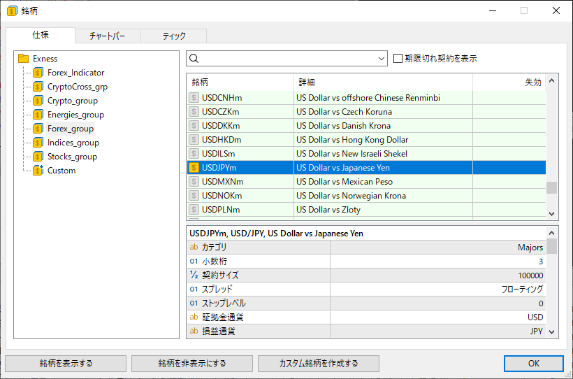 パソコン版MT5通貨ペアを表示させる