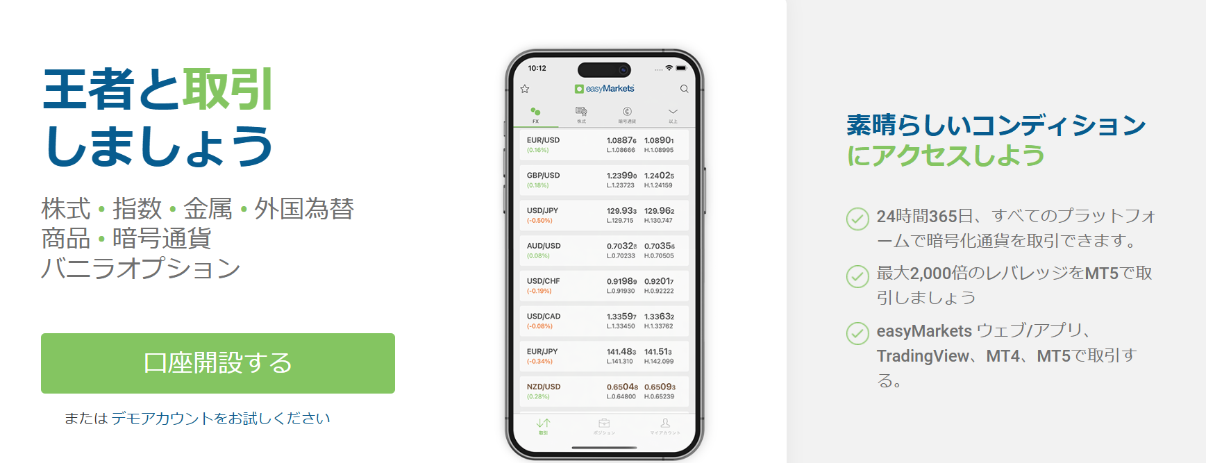 easyMarketsのホームページ