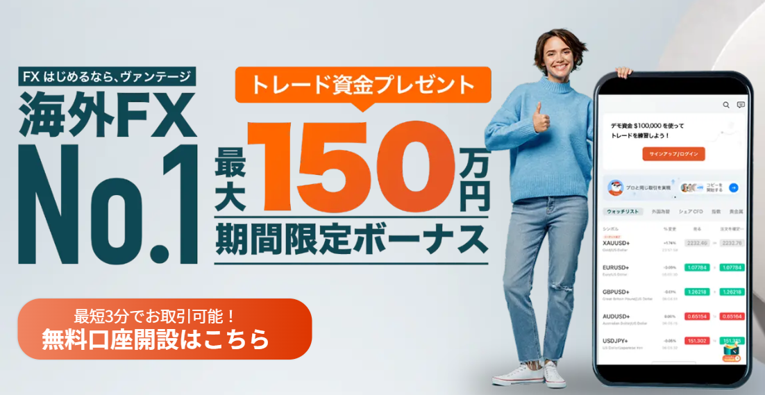 Vantage Tradingのホームページ