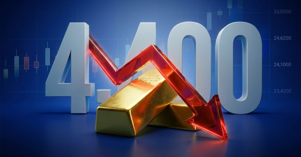 金価格は下落基調が続き、4,400ドルを下回る