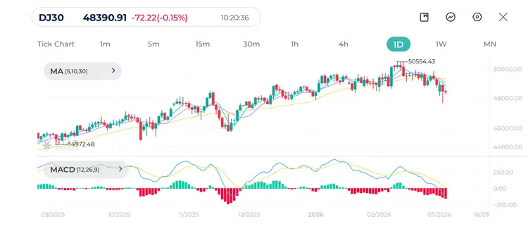 2026年2月市場概況と今後の見通し：テクニカル分析（ダウ平均）