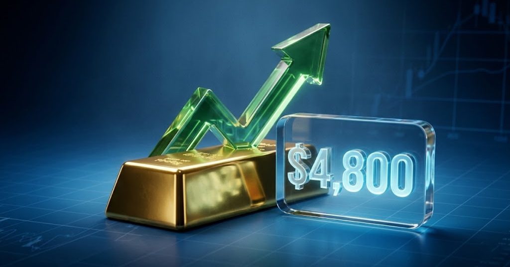 金は4,800ドルの節目を突破、モメンタム加速で2％超上昇