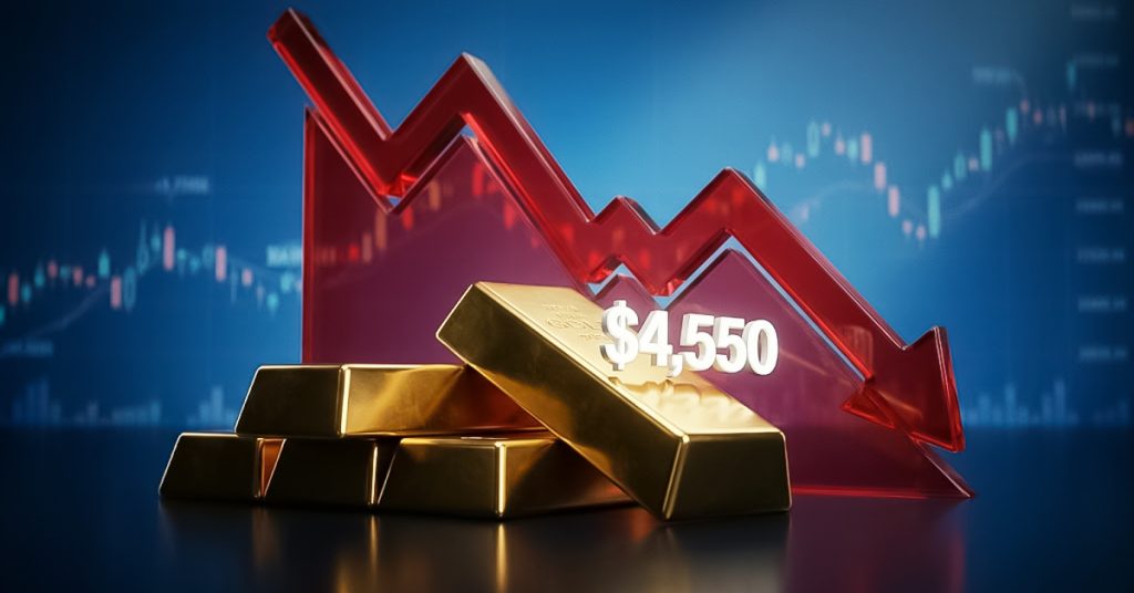 米ドル高が続く中、金は4,550ドル台まで下落