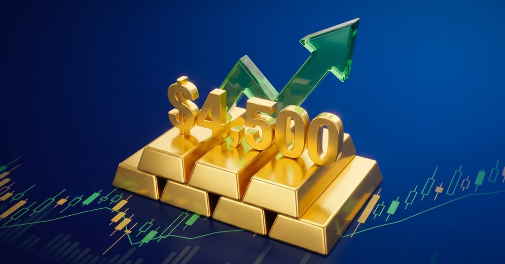 ドルインデックスが上値の重い展開となる中、金は4500ドル台を維持