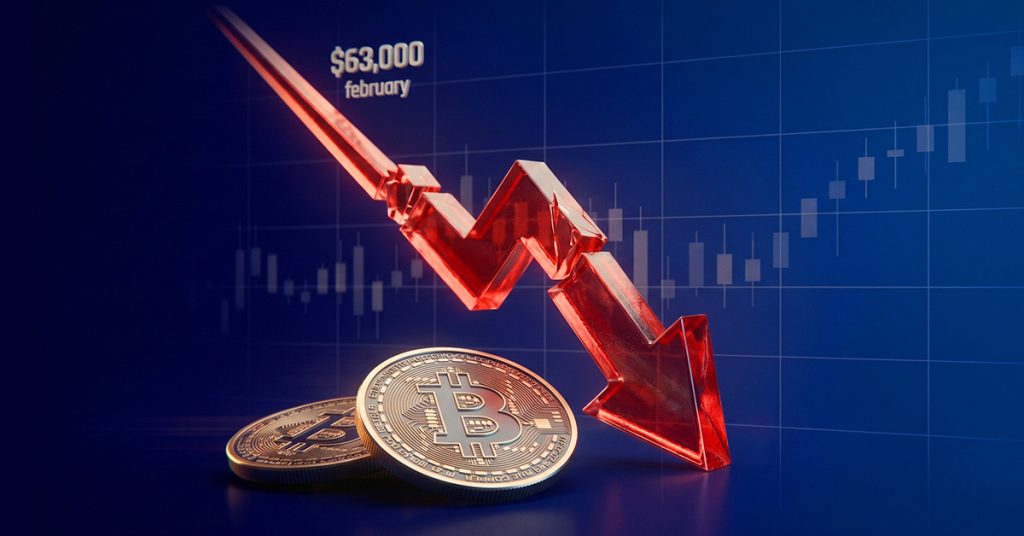 ビットコインは2月以来初めて63000ドルを下回る